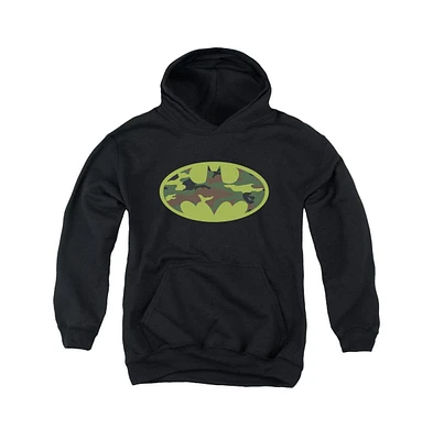 Batman Boys Youth Camo Logo Pull Over Hoodie / Hooded Sweatshirt