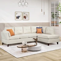 Streamdale Furniture 97.2" Modern Linen Fabric Sofa, L-Shaped Couch With Chaise Lounge, Sectional Sofa With One