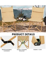 Sugift Bamboo Folding Camping Chair with 2-Level Adjustable Backrest