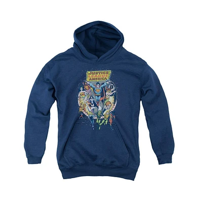 Justice League Boys of America Youth Star Group Pull Over Hoodie / Hooded Sweatshirt