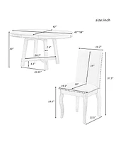 Streamdale Furniture 5-Piece Farmhouse Dining Table Set Wood Round Extendable Dining Table And 4 Upholstered Dining