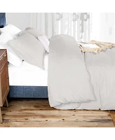 Superior Cotton Linen Blend Solid 3-Piece Duvet Cover Set