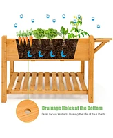 Sugift Elevated Planter Box Kit with 8 Grids and Folding Tabletop