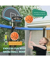 Sugift 8 Feet Recreational Trampoline W/Basketball Hoop Safety Enclosure Net Ladder