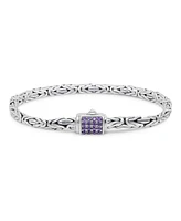 Devata Amethyst & Borobudur Oval 5mm Chain Bracelet Sterling Silver