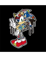 Sonic The Hedgehog Boys Bioworld Street Art Portrait Youth Black Crew Neck Sweatshirt