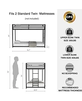 Streamdale Furniture Same As Original B083124170 Adam Twin Over Twin Metal Bunk, Black