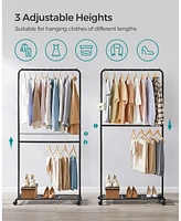 Slickblue 36 Inch Double-rod Clothes Rack With Wheels