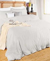 Superior Cotton Linen Blend Solid 3-Piece Duvet Cover Set