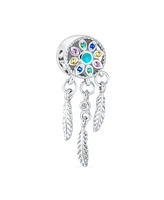 Bling Jewelry Hopes Dreams Heart Spiritual Amulet Symbol Dream Catcher Dangle Charm Bead Tassel Feather Leaves For Women Sterling Silver Fits European