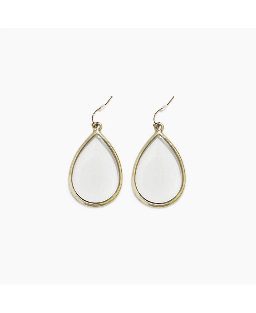 sanctuaire Dainty Stained Glass Tear Drop Earrings Antique Gold