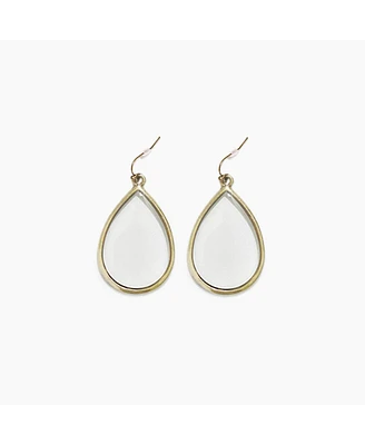 sanctuaire Dainty Stained Glass Tear Drop Earrings Antique Gold