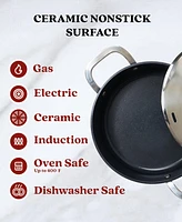 Alva Maestro Ceramic Nonstick Saute Frying Pan Skillet with Lid, Non-Toxic Oven Safe 3.5 Qt. Pan, Pfas, Pfoa & Ptfe Free, Compatible with All Cooktops