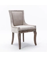 Streamdale Furniture Set of 2 Beige Dining Chairs with Fabric and Wood Legs