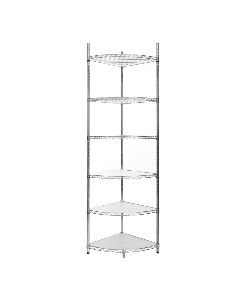 Adjustable Corner Wire Shelf for Bathroom & Kitchen - Chrome
