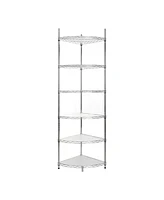 Adjustable Corner Wire Shelf for Bathroom & Kitchen - Chrome