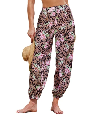 Cupshe Women's Elastic Waist Floral Print Cover-Up Pants