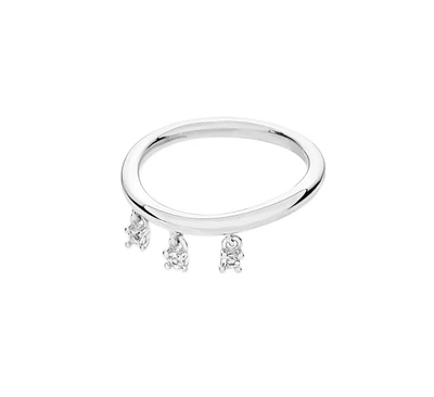 Lucy Quartermaine Tri Skinny Drip ring with white Topaz T