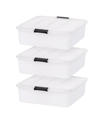 Iris 3 Pack 33qt Plastic Buckle Up Under Bed Storage Container with Lids and Durable Buckles