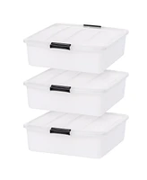 Iris 3 Pack 33qt Plastic Buckle Up Under Bed Storage Container with Lids and Durable Buckles