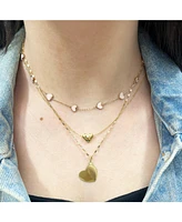 The Lovery Gold Puffy Heart Necklace 14K Gold