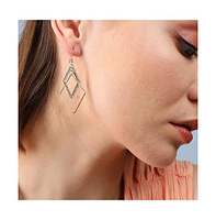 Sohi Women's Gold Rhombus Drop Earrings