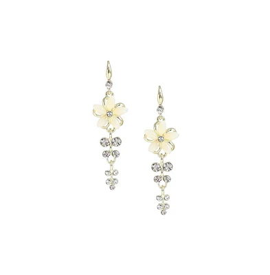 Sohi Women's Gold Embellished Flower Drop Earrings