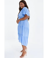 Quiz Women's Crepe Tiered Wrap Dip Hem Dress