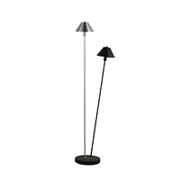 Streamdale Furniture 47.5" In Led Double G-9 Matte Powder Black/Silver Redman Brushed Nickel Floor Lamp