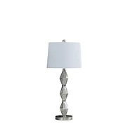 Streamdale Furniture 29.5" In Emil Moderne Geometric Glass Brushed Silver Table Lamp