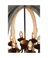 Streamdale Furniture Calder Wooden Orb Shape Chandelier With Metal Chain And Six Bulb Holders, White