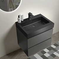 Streamdale Furniture 1-Piece Gray Bathroom Vanity with Large Storage