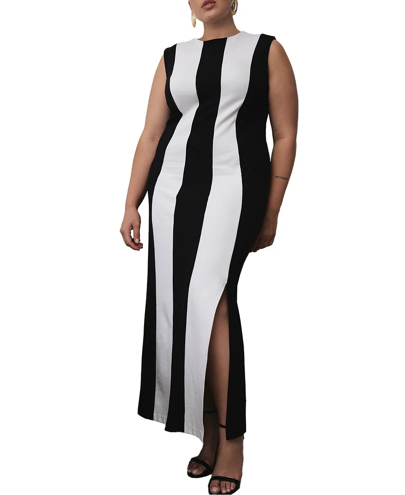 Eloquii Plus Striped Knit Maxi Dress