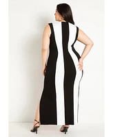 Eloquii Plus Striped Knit Maxi Dress