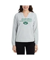 Concepts Sport Women's Gray New York Jets Sunray Notch Neck Long Sleeve T-Shirt