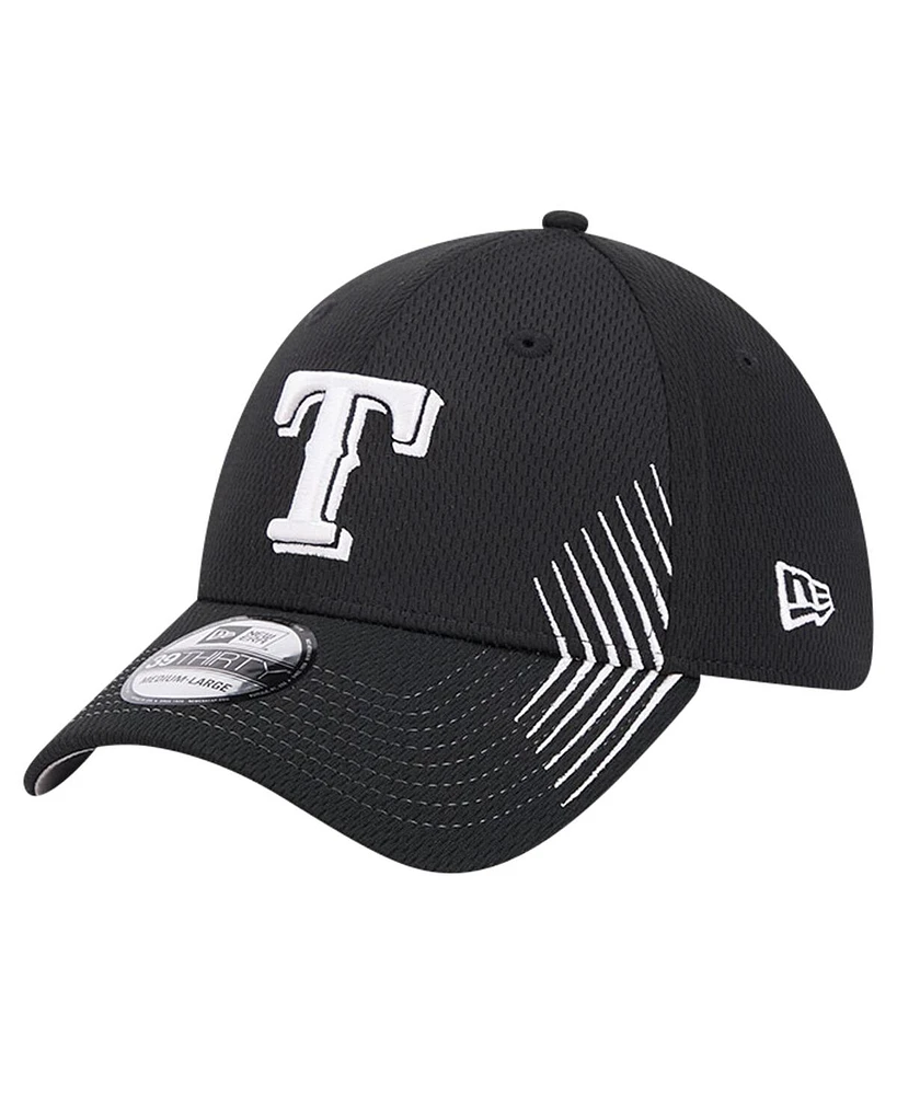 New Era Men's Black Texas Rangers Active Dash Mark 39THIRTY Flex Hat