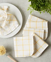 Design Imports Scrubber Dishcloths Collection Windowpane Dishrag Set, 12x12", White/Yellow Stripe, 6 Piece