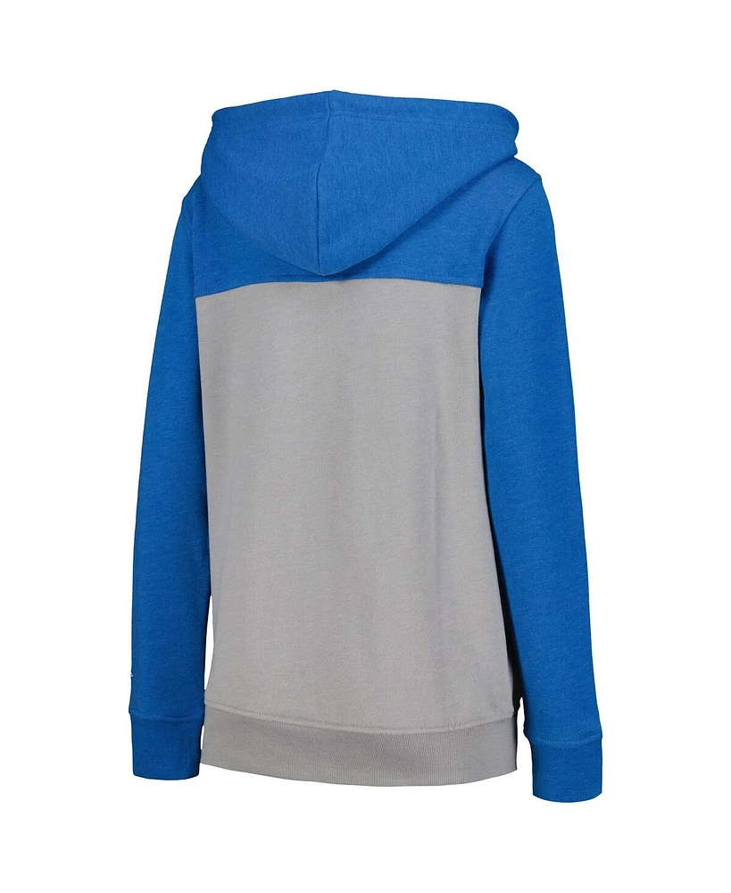 New Era Women's Blue Detroit Lions Color-Block Full-Zip Hoodie