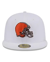 New Era Men's White Cleveland Browns Omaha 59FIFTY Fitted Hat