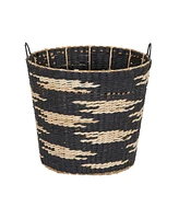 Household Essentials Tapered Woven Basket Large Decorative Basket with Handles