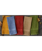 Design Imports Basic Terry Collection Waffle Dishtowel Set, 15x26", Solid Stonewash Blue, 4 Piece