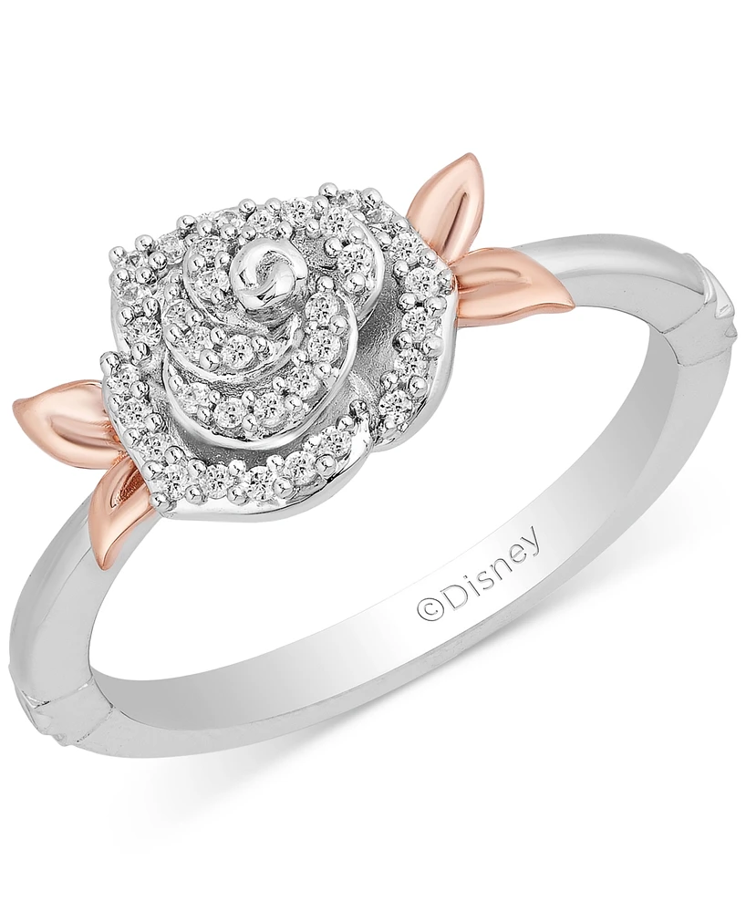 Diamond Belle Rose Ring (1/6 ct. t.w.) in Sterling Silver & 10k Rose Gold