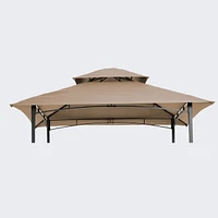 8x5FT Grill Gazebo Replacement Canopy, Double Tiered Bbq Tent Roof Top Cover