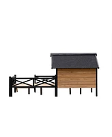 Streamdale Furniture Outdoor Large Wooden Cabin House Style Wooden Dog Kennel With Porch