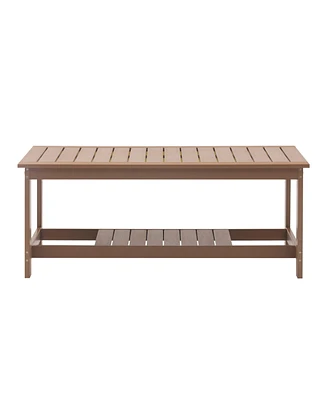 Mondawe Outdoor Coffee Table, All Weather Patio Coffee Table for Garden Lawn Porch Balcony