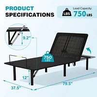 Adjustable Bed Base, Bed Frame With Head And Foot Incline, Anti-Snore, Wireless Control, Txl