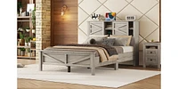 Rustic Full Farmhouse Bed with Charging Station