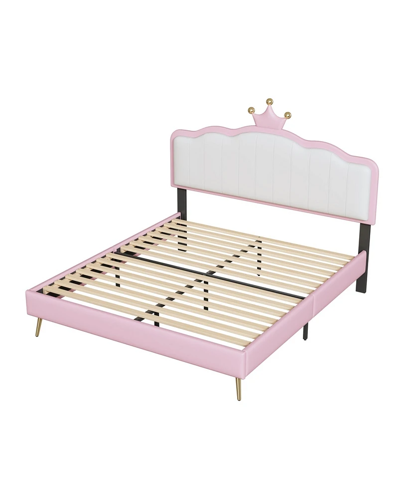 Streamdale Furniture Princess Upholstered Bed with Lighted Platform