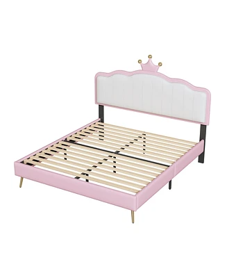 Simplie Fun Princess Upholstered Bed with Lighted Platform