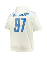 Fanatics Men's Aidan Hutchinson Cream Detroit Lions Big Tall Short Sleeve Hoodie T-Shirt